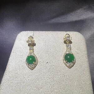 Elegant Green and Gold Drop Earrings